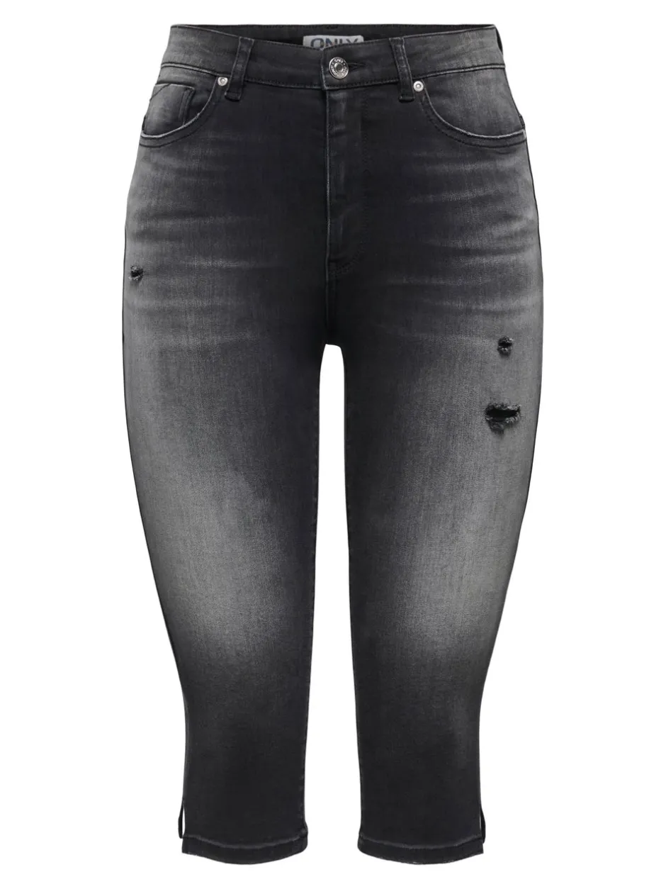 Sale ONLWAUW Mellemhøj talje Regular fit Capris Dame Shorts|Double Denim