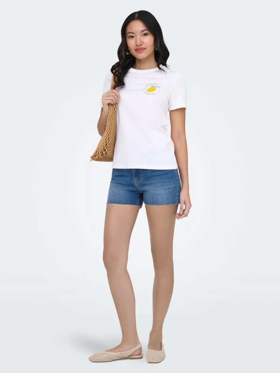 Clearance ONLWAUW Mellemhøj talje Regular fit Denim-shorts Dame Shorts|Double Denim