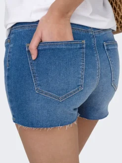 Clearance ONLWAUW Mellemhøj talje Regular fit Denim-shorts Dame Shorts|Double Denim