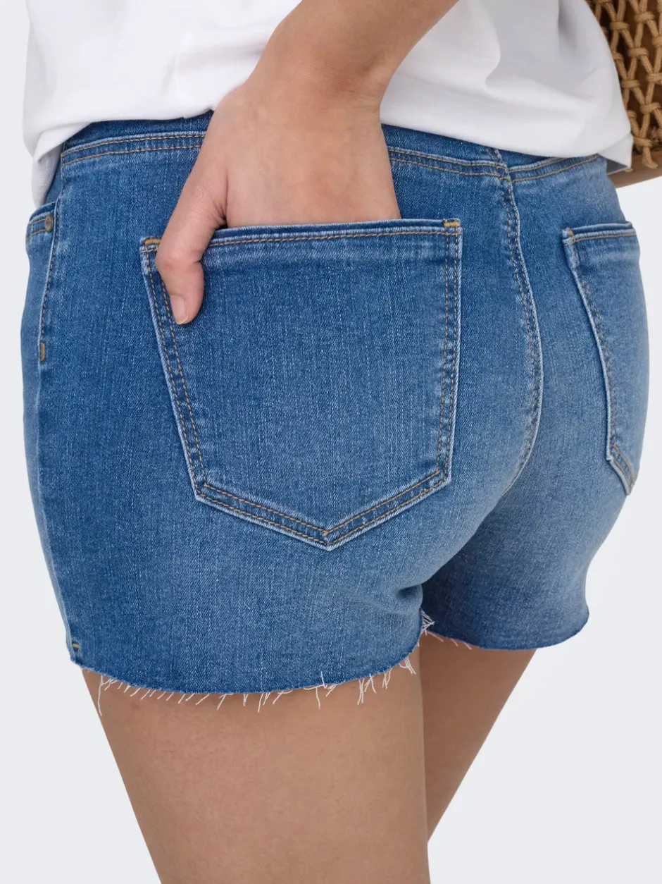 Clearance ONLWAUW Mellemhøj talje Regular fit Denim-shorts Dame Shorts|Double Denim