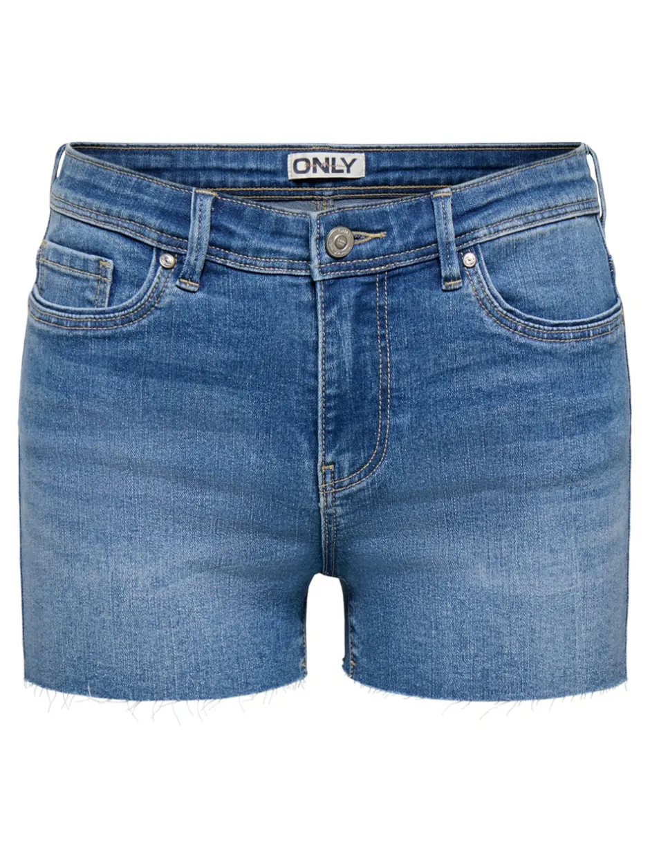 Clearance ONLWAUW Mellemhøj talje Regular fit Denim-shorts Dame Shorts|Double Denim
