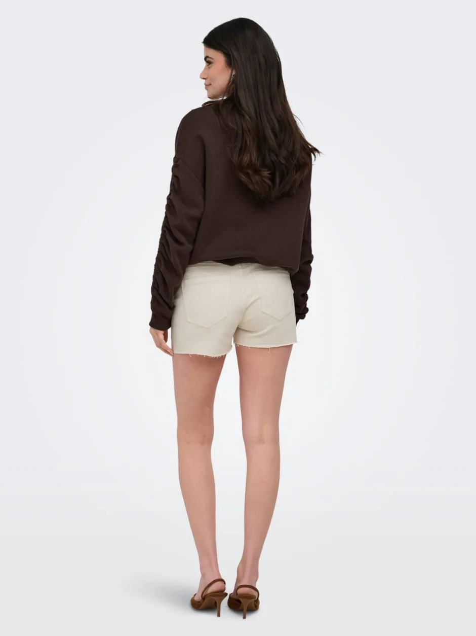 Outlet ONLWAUW Mellemhøj talje Regular fit Denim-shorts Dame Shorts|Double Denim
