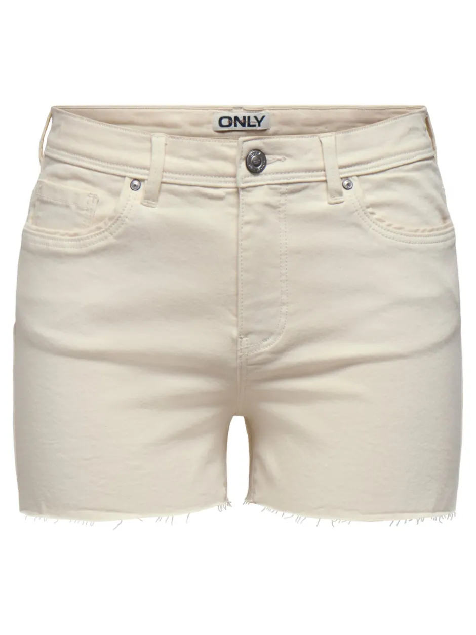 Outlet ONLWAUW Mellemhøj talje Regular fit Denim-shorts Dame Shorts|Double Denim