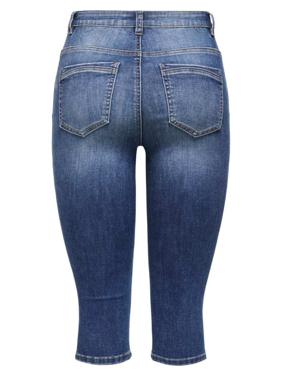Online ONLWAUW Mellemhøj talje Regular fit Capris Dame Shorts|Double Denim