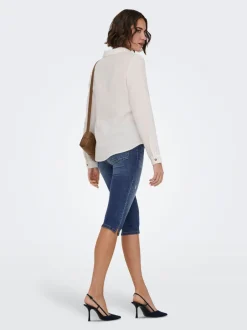 Online ONLWAUW Mellemhøj talje Regular fit Capris Dame Shorts|Double Denim