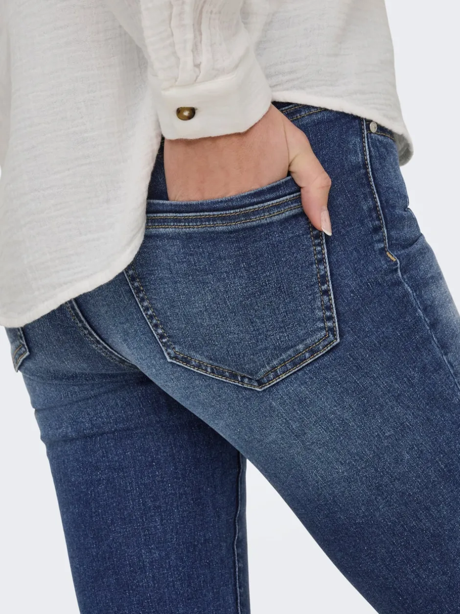 Online ONLWAUW Mellemhøj talje Regular fit Capris Dame Shorts|Double Denim