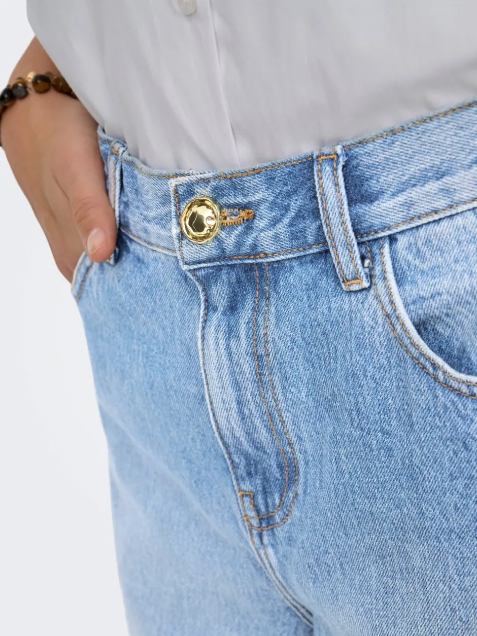Discount ONLZAGU-DORSI Mellemhøj talje Loose fit Denim-shorts Dame Shorts|Double Denim