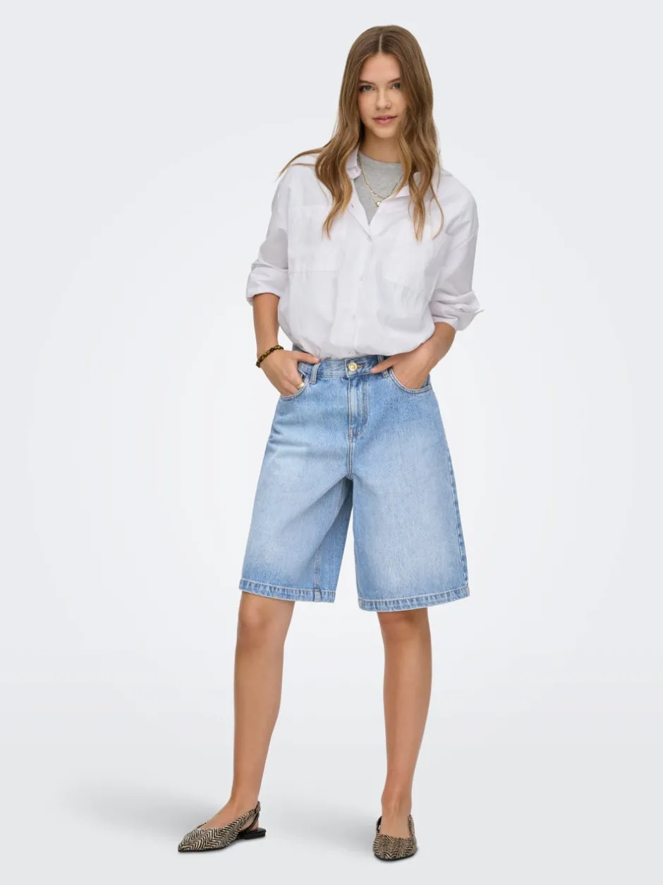 Discount ONLZAGU-DORSI Mellemhøj talje Loose fit Denim-shorts Dame Shorts|Double Denim