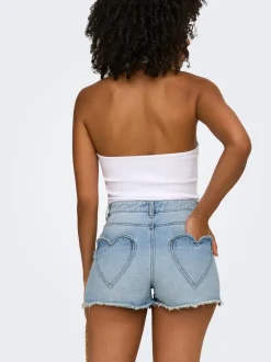 Clearance ONLZUMA Mellemhøj talje Regular fit Shorts Dame Shorts|Double Denim