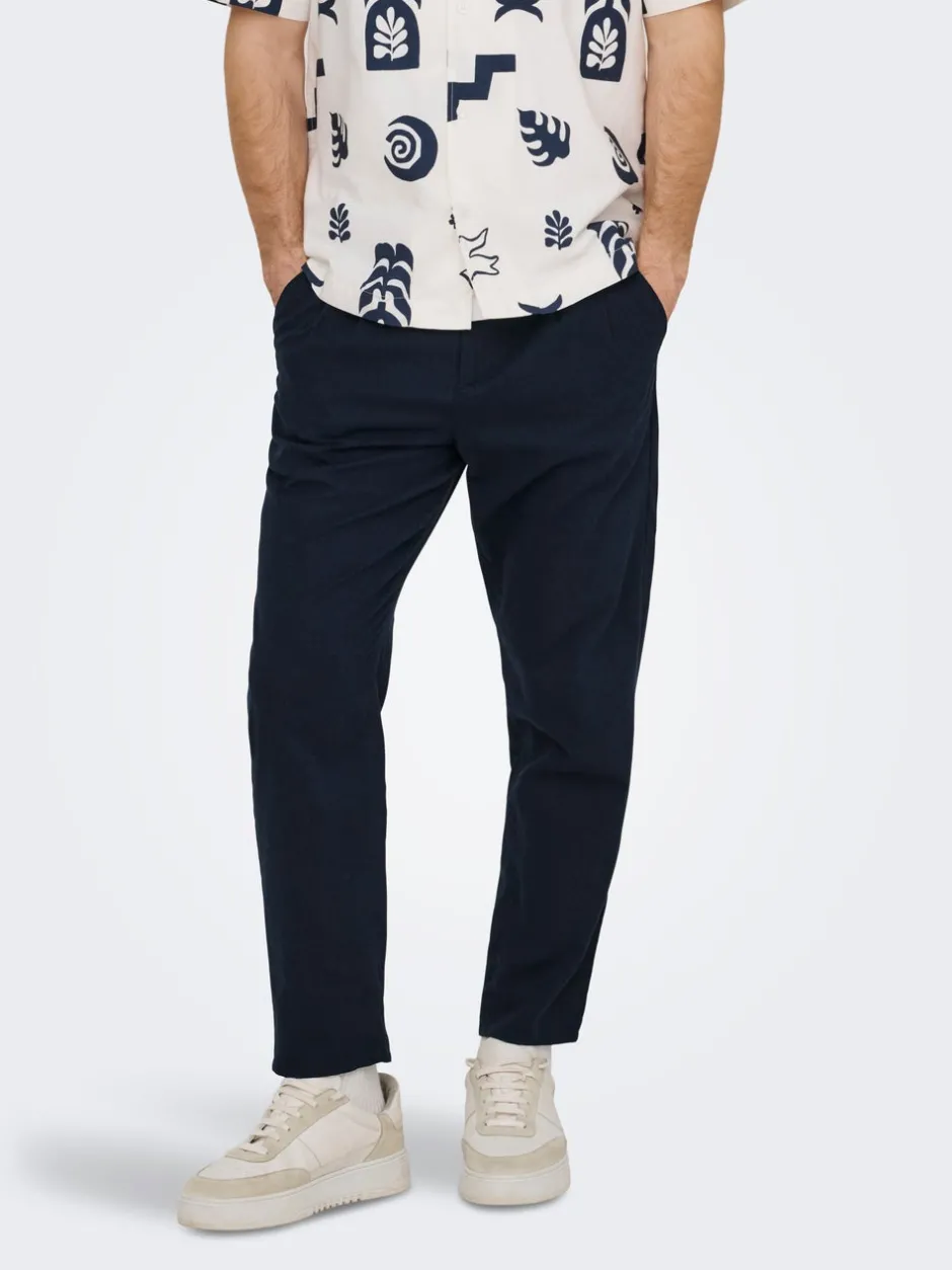 ONSLEO Tapered fit - cropped Hør Chinobukser Bukser