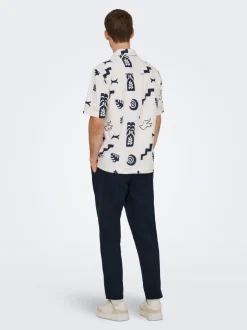 ONSLEO Tapered fit - cropped Hør Chinobukser Bukser