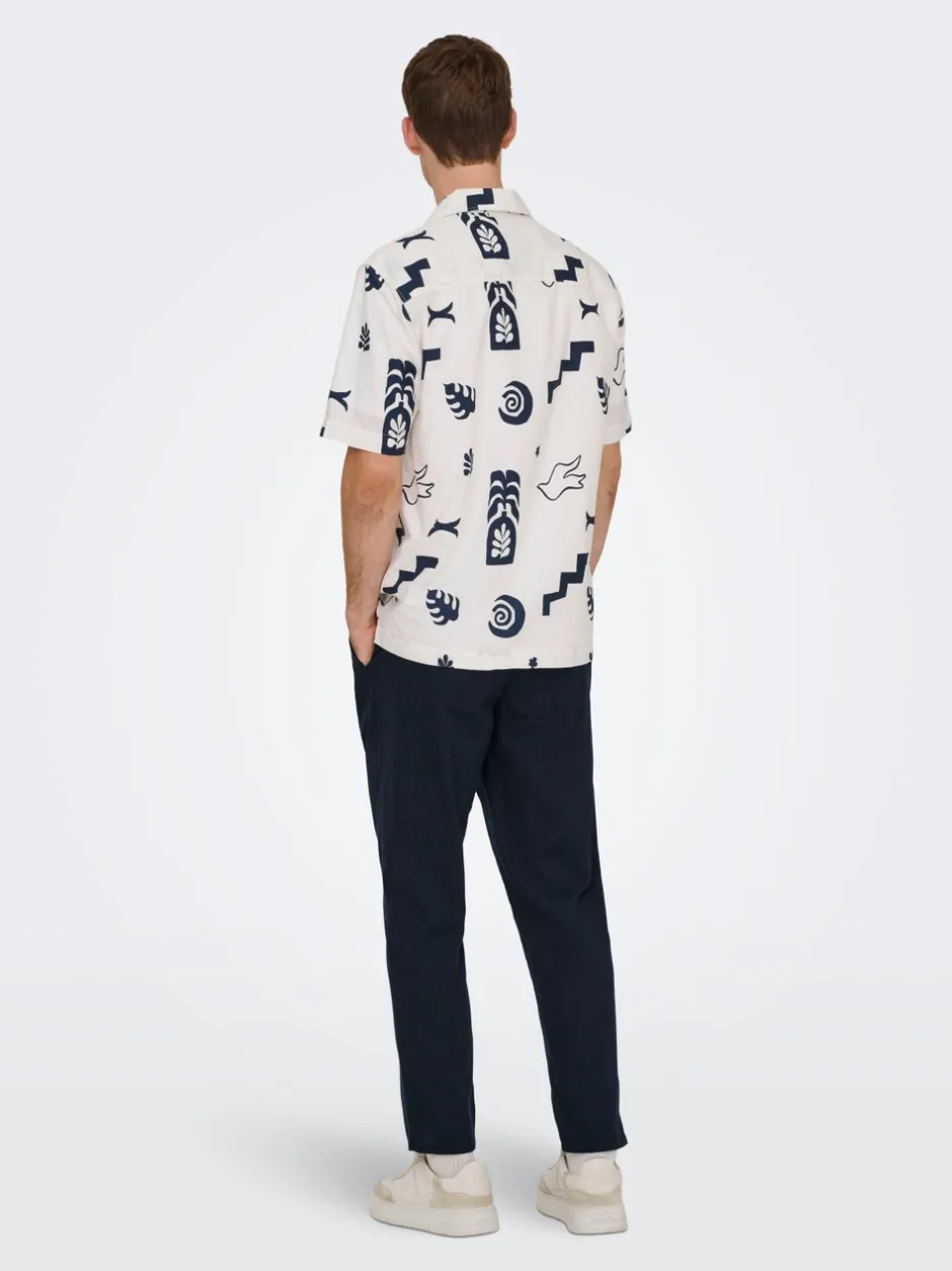 ONSLEO Tapered fit - cropped Hør Chinobukser Bukser