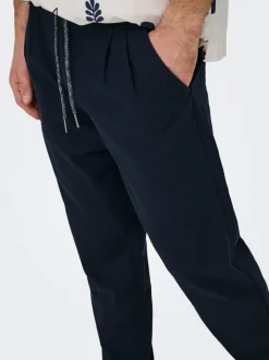 ONSLEO Tapered fit - cropped Hør Chinobukser Bukser