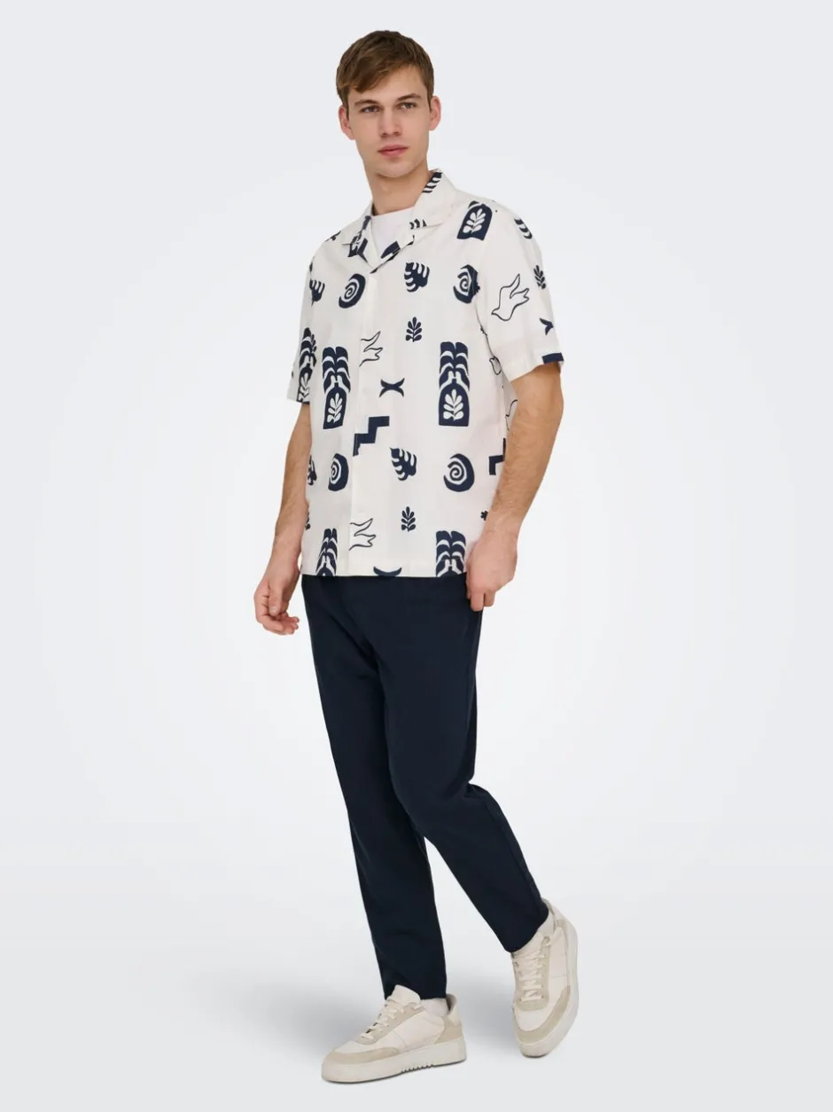 ONSLEO Tapered fit - cropped Hør Chinobukser Bukser