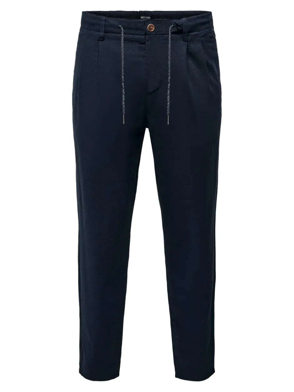 ONSLEO Tapered fit - cropped Hør Chinobukser Bukser