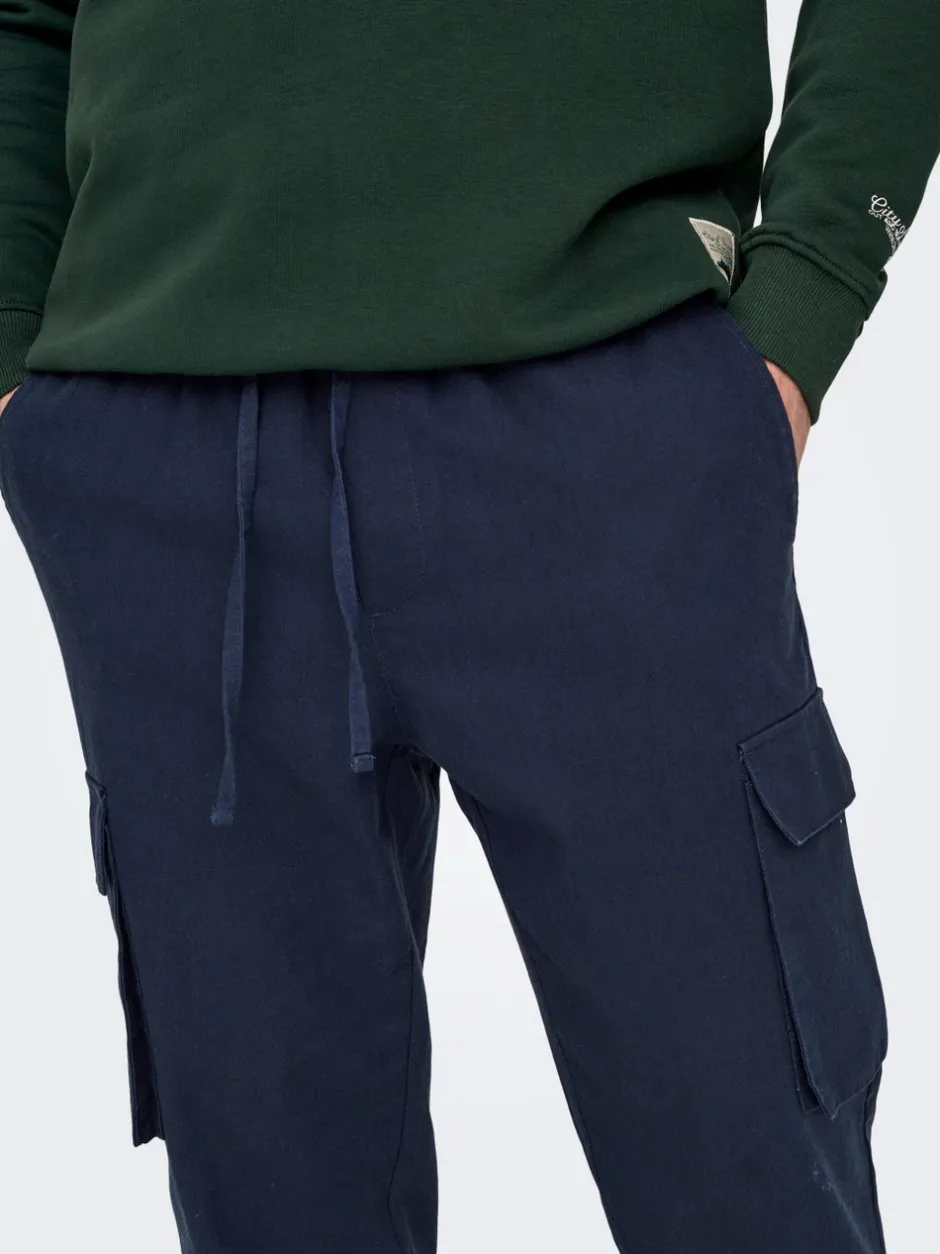 Best ONSLINUS Tapered fit Hør Cargobukser Bukser