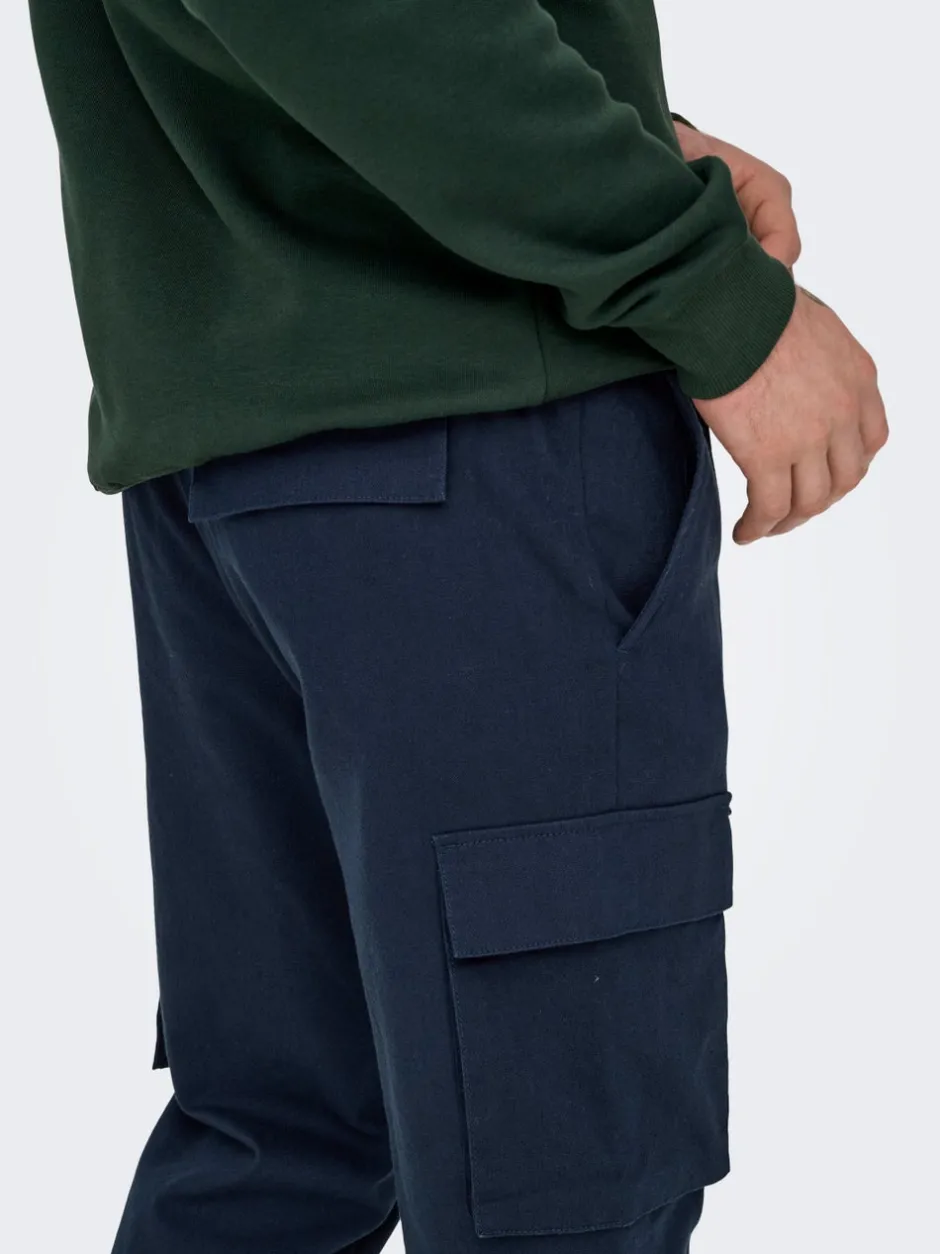Best ONSLINUS Tapered fit Hør Cargobukser Bukser