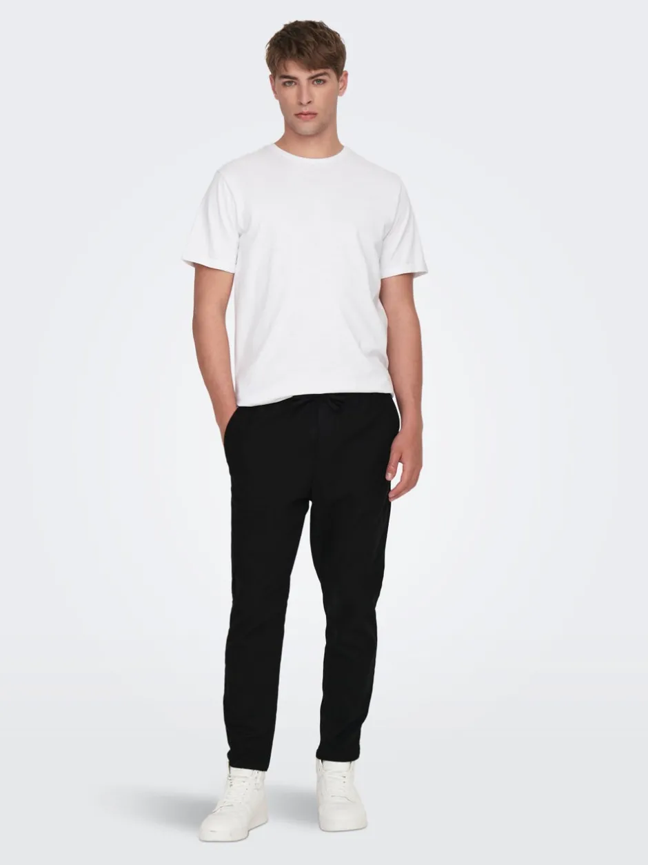 Sale ONSLINUS Tapered fit Hør Joggingbukser Bukser