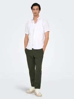 Discount ONSLINUS Tapered fit Hør Joggingbukser Bukser