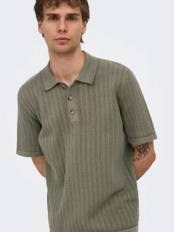 ONSMOON Strikket poloshirt Strik|T-Shirts