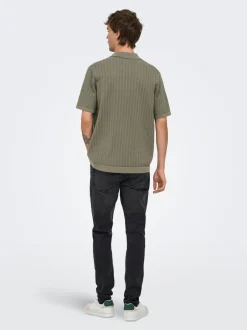 ONSMOON Strikket poloshirt Strik|T-Shirts