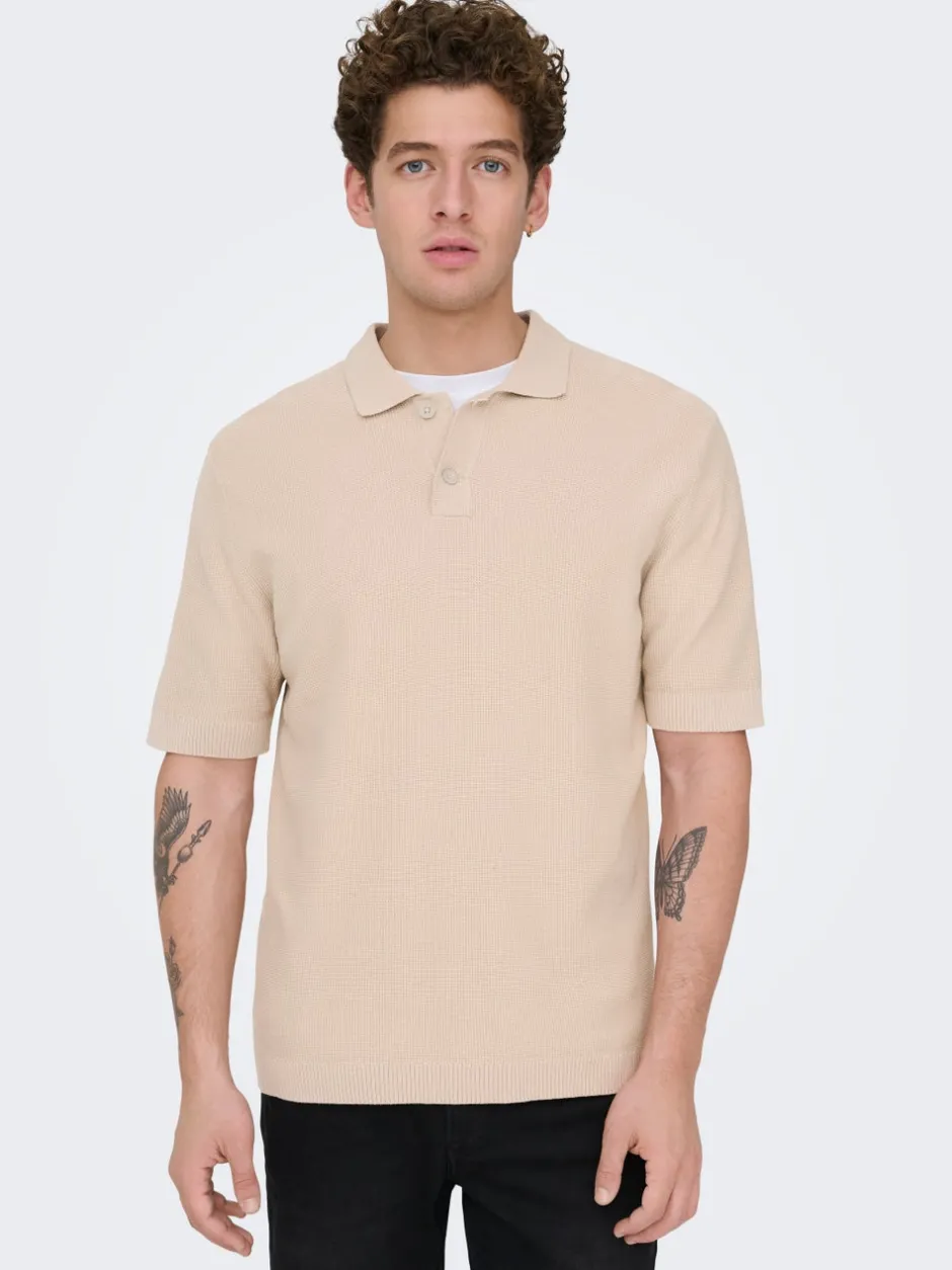 Best ONSTONY Strikket poloshirt Strik|T-Shirts