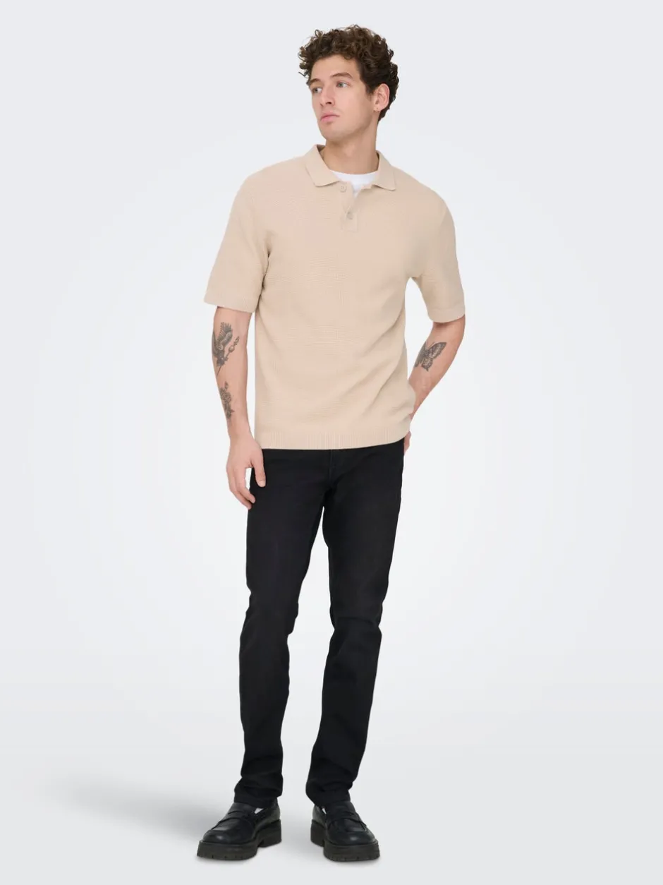 Best ONSTONY Strikket poloshirt Strik|T-Shirts