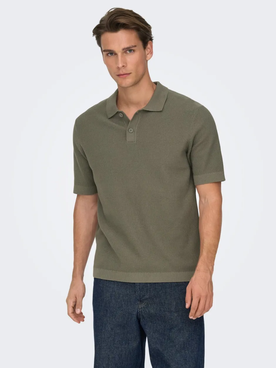 Best ONSTONY Strikket poloshirt Strik|T-Shirts