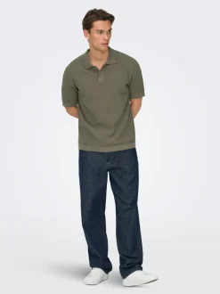 Best ONSTONY Strikket poloshirt Strik|T-Shirts