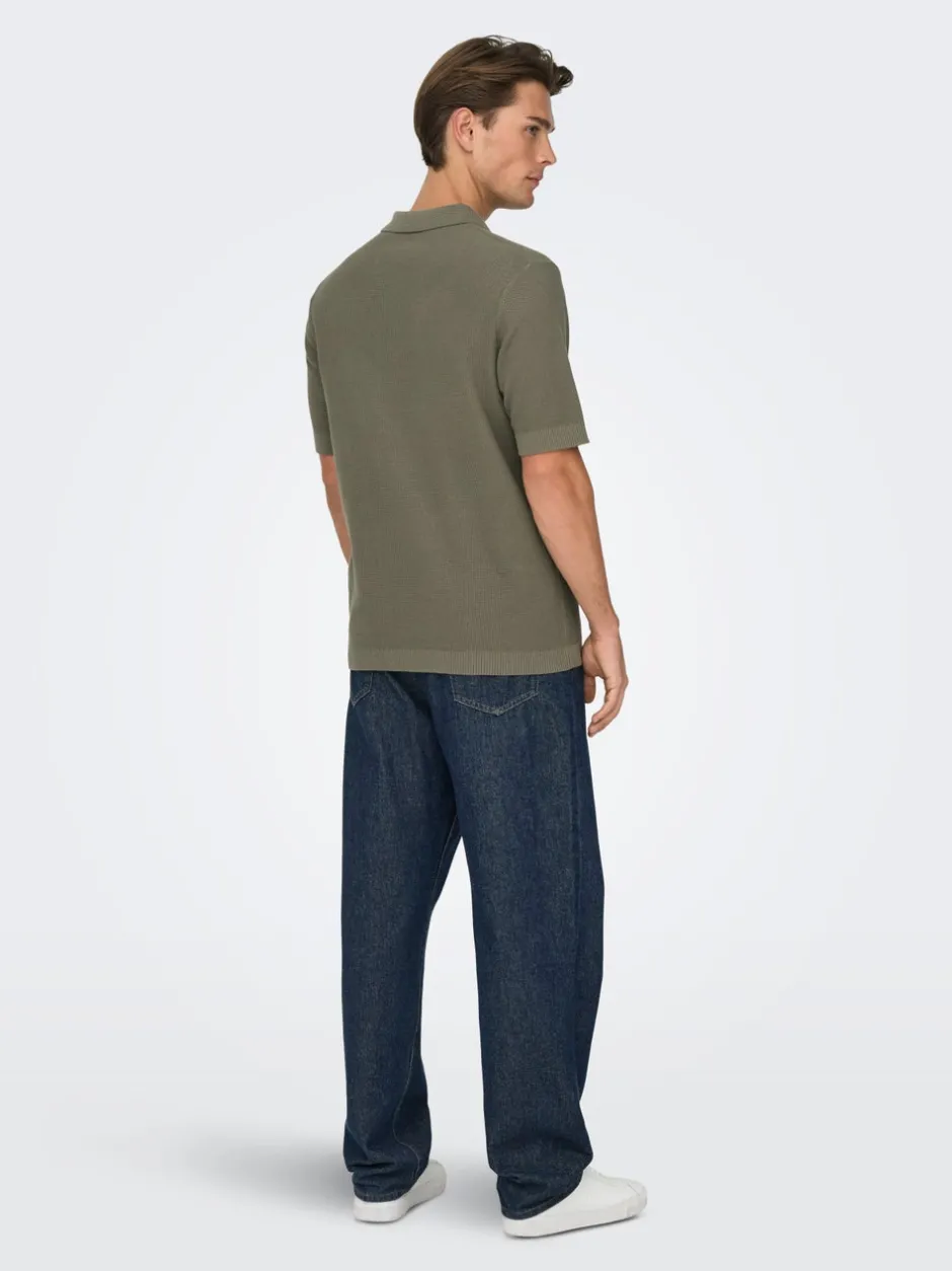 Best ONSTONY Strikket poloshirt Strik|T-Shirts