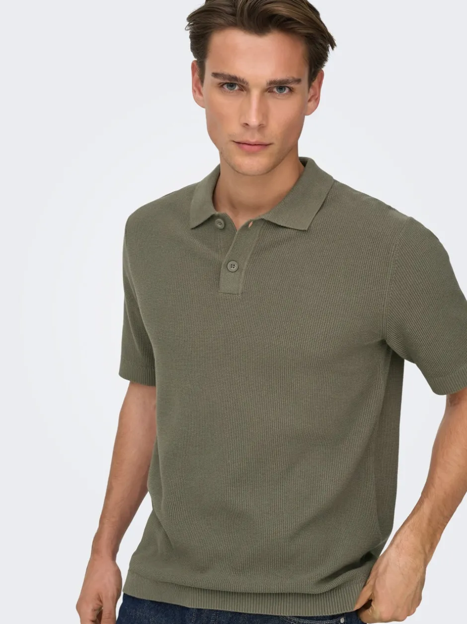 Best ONSTONY Strikket poloshirt Strik|T-Shirts